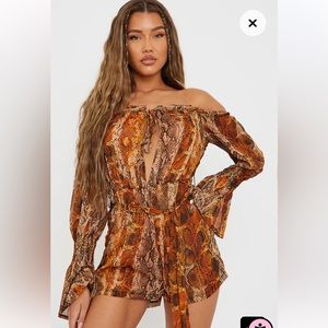 *NWT* PRETTY LITTLE THING Snakeskin Coverup Romper